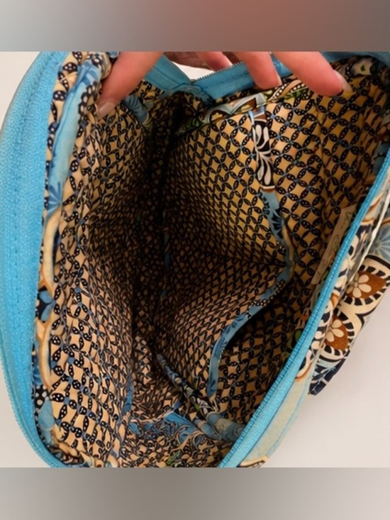 Vintage Vera Bradley Quilted Backpack Blue Paisley Floral Boho Y2K Bag main image 4